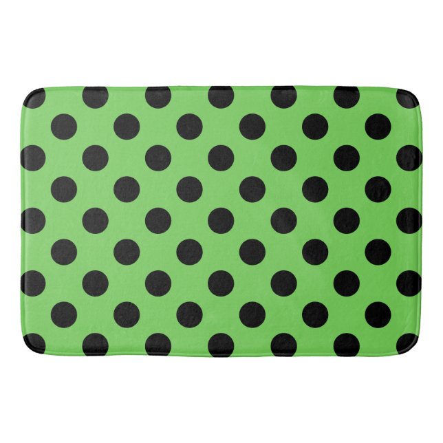 Tapis De Bain Pois noirs sur vert citron (Devant)