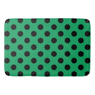 Tapis De Bain Pois noirs sur vert frais