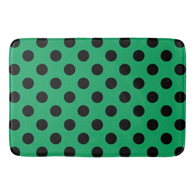 Tapis De Bain Pois noirs sur vert frais (Devant)