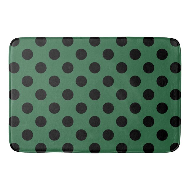 Tapis De Bain Pois noirs sur vert kelly (Devant)
