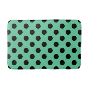 Tapis De Bain Pois noirs sur vert menthe