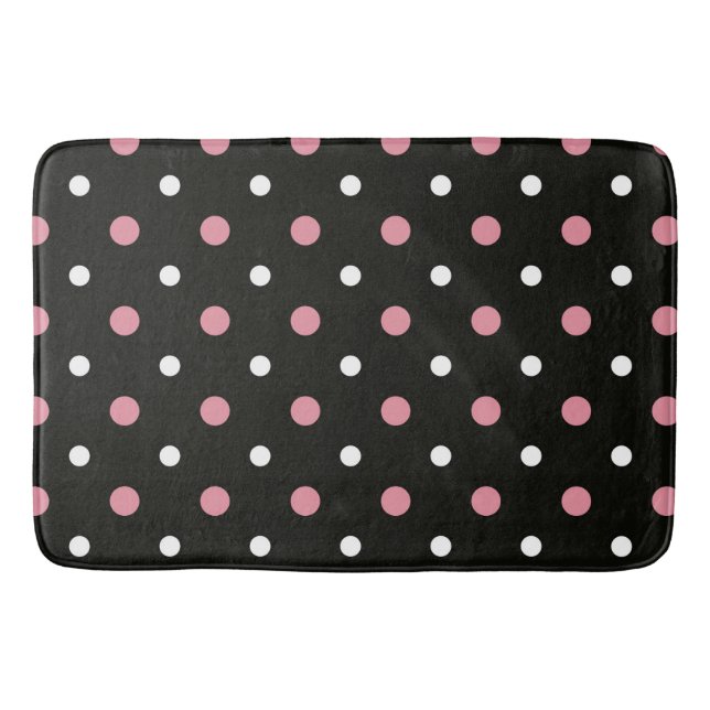 Tapis De Bain Pois rose blanc et noir (Devant)