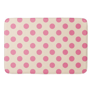 Tapis De Bain Pois roses à la crème