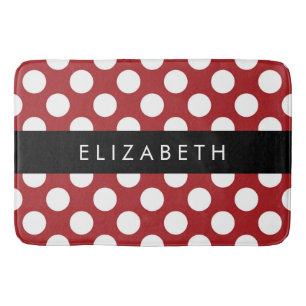 Tapis De Bain Pois Rouges, Motif Polka Dot, Votre Nom