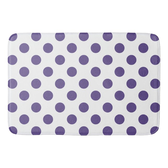Tapis De Bain Pois ultra violets sur blanc (Devant)
