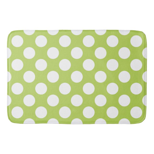 Tapis De Bain Pois verts, Motif à points Polka, points, pointill (Devant)