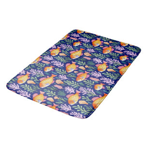Tapis De Bain Poisson acrylique et corail