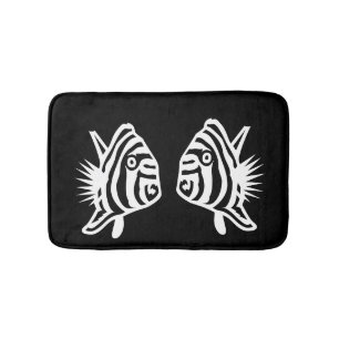 Tapis De Bain Poisson Angel bleu doux et blanc déco côtière