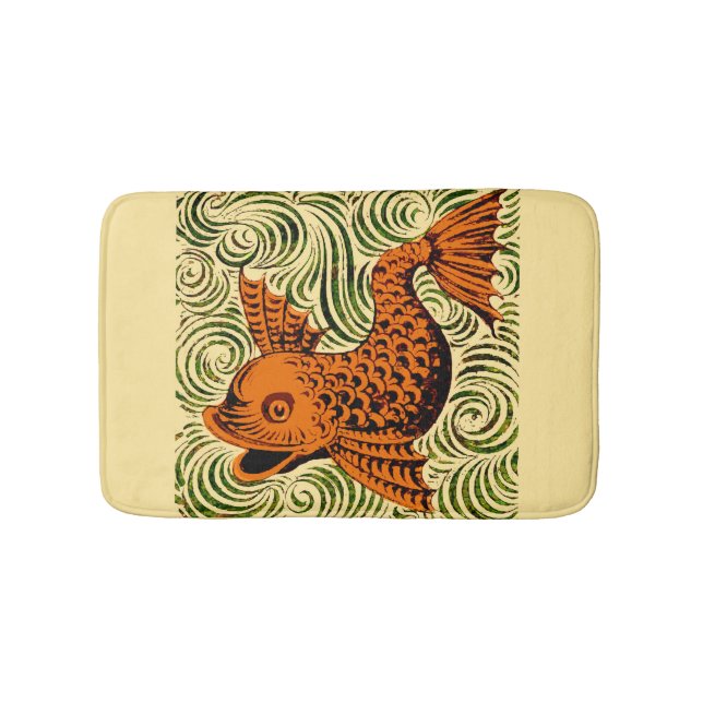 Tapis De Bain Poisson Antique Carrelage Ancien art (Devant)