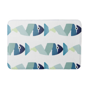 Tapis De Bain Poisson bleu de natation Abstraite