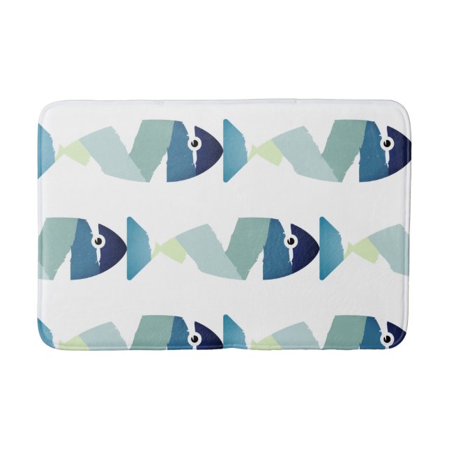 Tapis De Bain Poisson bleu de natation Abstraite (Devant)