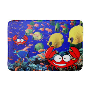 Tapis De Bain Poisson Crabe Ocean Beach Salle de bain Mat