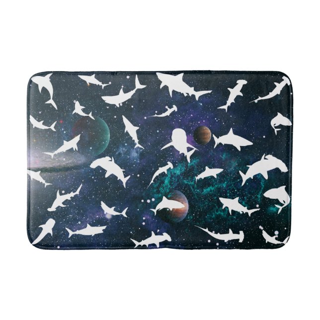 Tapis De Bain Poisson de requin ombre blanche sur la galaxie noi (Devant)