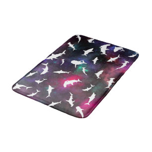 Tapis De Bain Poisson de requin ombre blanche sur la galaxie noi