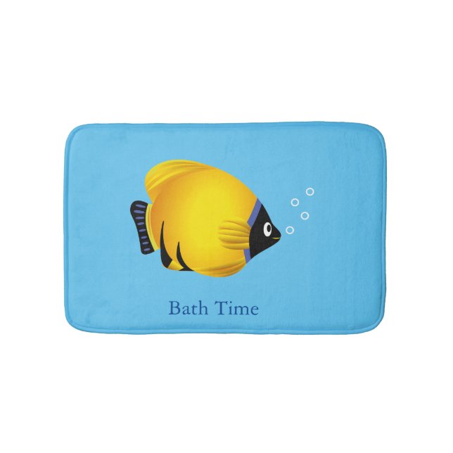 Tapis De Bain Poisson d'or pour enfants sur bleu clair (Devant)