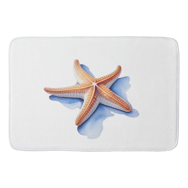 Tapis De Bain Poisson étoilé et silhouette bleue (Devant)