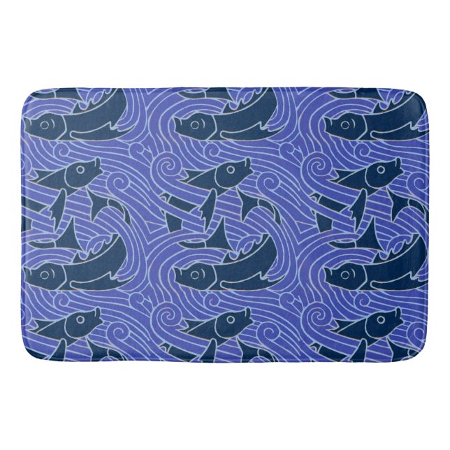 Tapis De Bain Poisson Gras Baignade Océan Bleu Pêche (Devant)
