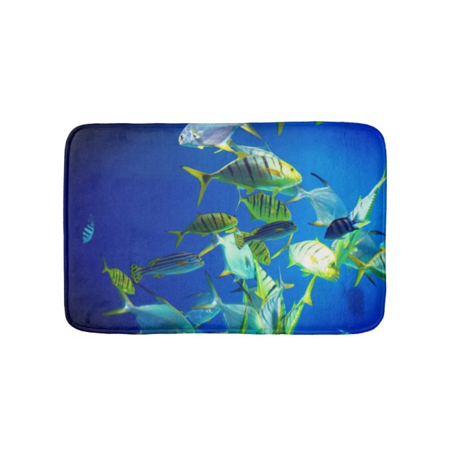 Tapis De Bain Poisson marin jaune avec des rayures noires (Devant)
