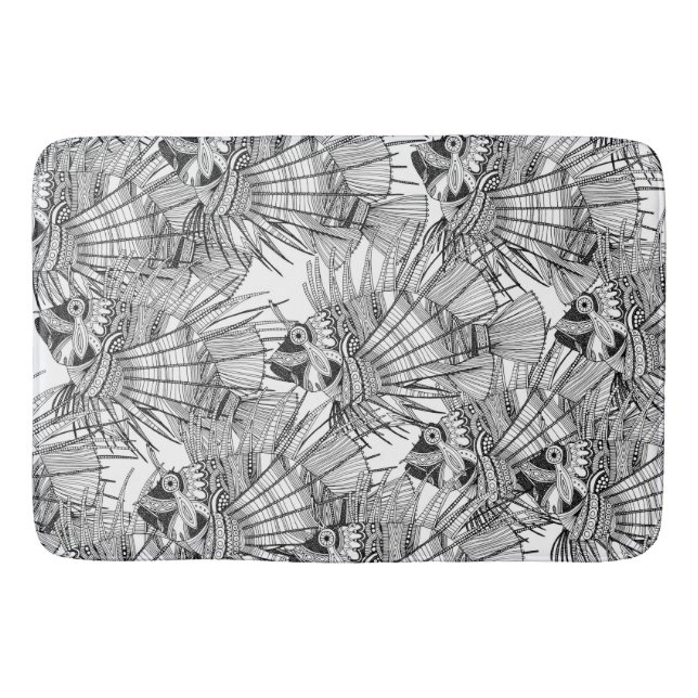 Tapis De Bain poisson mirage noir blanc (Devant)