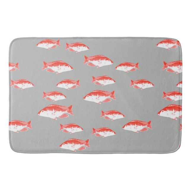 Tapis De Bain Poisson rouge et gris (Devant)