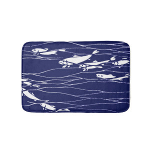 Tapis De Bain Poissons nageant sous l'eau le bleu