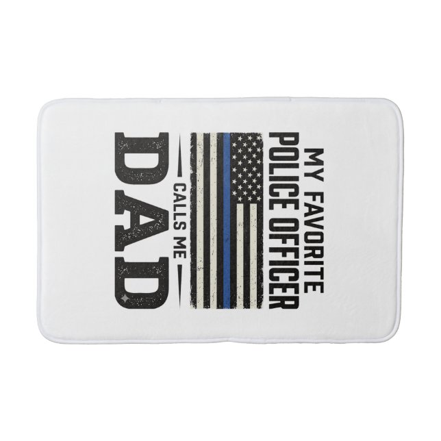 Tapis De Bain Police Officer Dad Vintage Flag Shirt Design_1 (Devant)