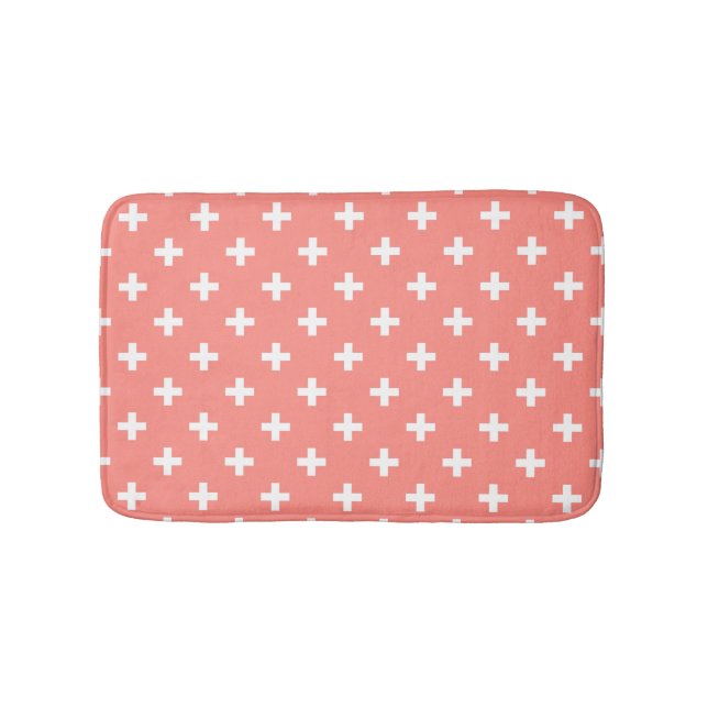 Tapis De Bain Polka blanche croise sur la pêche (Devant)