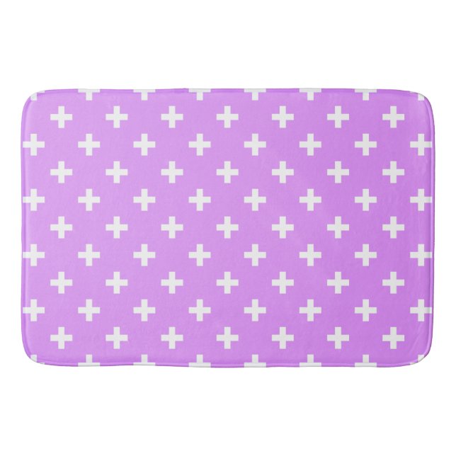 Tapis De Bain Polka blanche croise sur lilas (Devant)