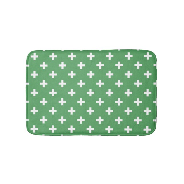 Tapis De Bain Polka blanche croise sur vert (Devant)