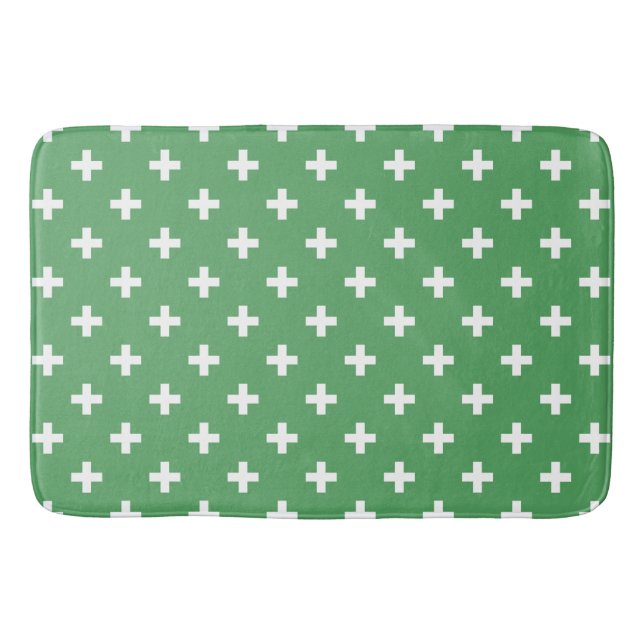Tapis De Bain Polka blanche croise sur vert (Devant)