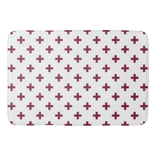 Tapis De Bain Polka de mûre croise sur blanc (Devant)