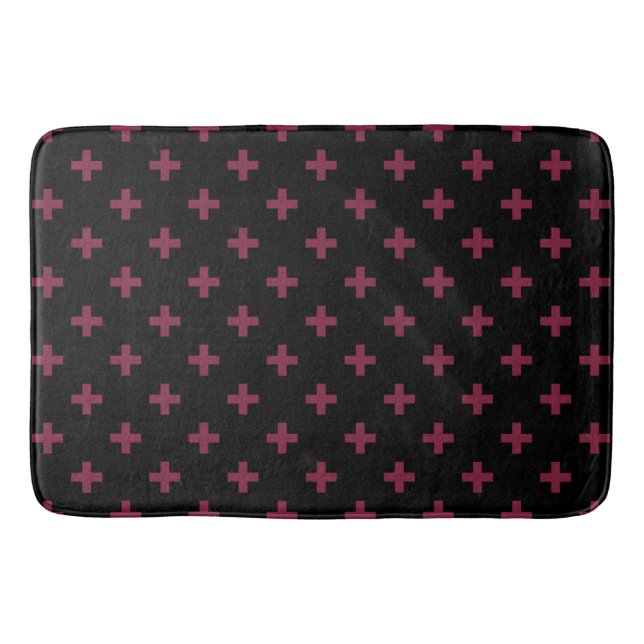Tapis De Bain Polka de mûre croise sur le noir (Devant)