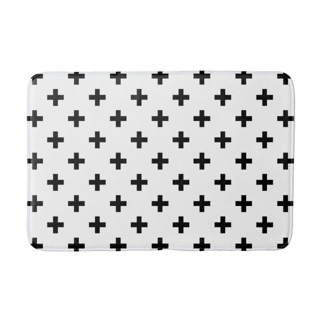 Tapis De Bain Polka noire croise sur blanc (Devant)
