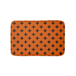 Tapis De Bain Polka noire croise sur orange