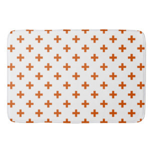 Tapis De Bain Polka orange croise sur blanc