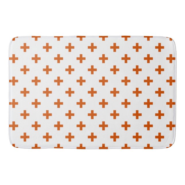 Tapis De Bain Polka orange croise sur blanc (Devant)