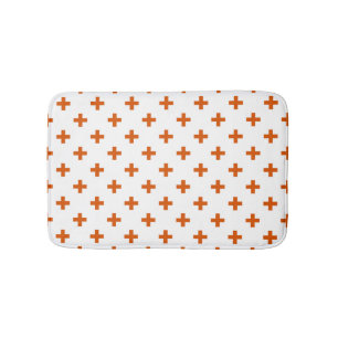 Tapis De Bain Polka orange croise sur blanc
