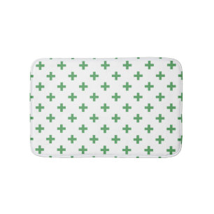 Tapis De Bain Polka verte croise sur blanc