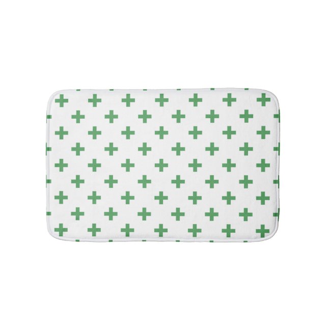 Tapis De Bain Polka verte croise sur blanc (Devant)