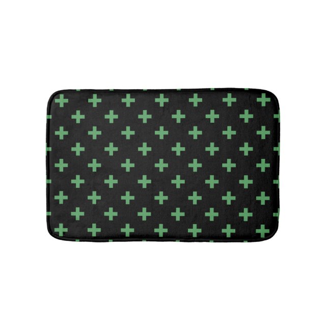 Tapis De Bain Polka verte croise sur noir (Devant)