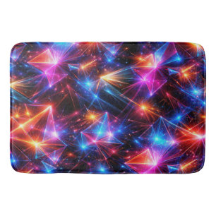 Tapis De Bain Polygone néon abstrait avec explosions