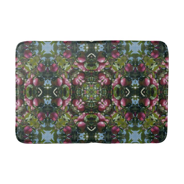 Tapis De Bain Pommes Rouges Sur Arbre Nature Kaleidoscope Abstra (Devant)