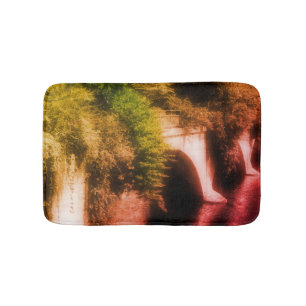 Tapis De Bain Pont De Fleurs Couleur Partielle Vintage Distressé