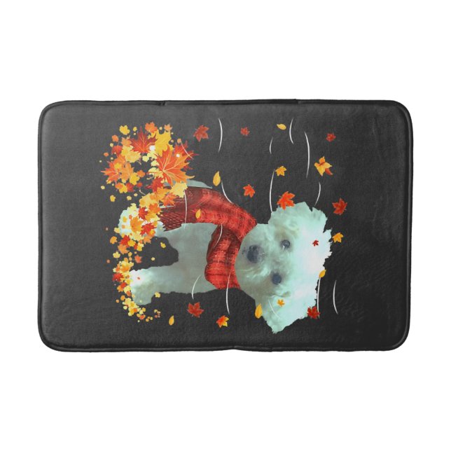 Tapis De Bain Poochon Écharpe d'automne - Chiens Feuilles d'auto (Devant)