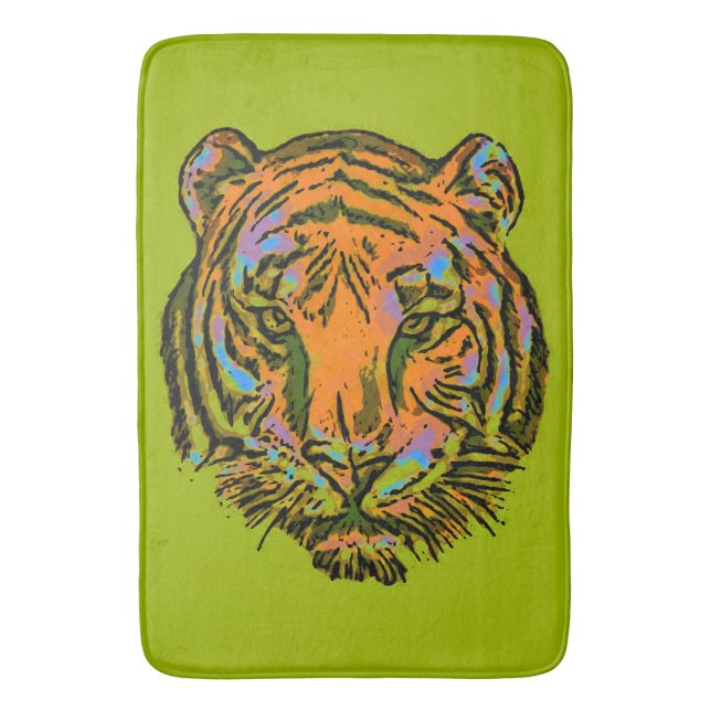 Tapis De Bain Pop Art TIGER HEAD + votre backgr. & idées (devant Vertical)