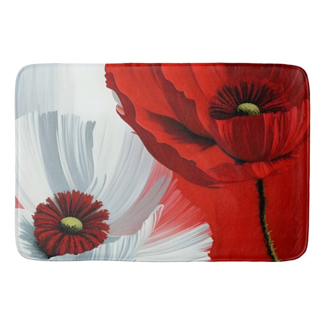 Tapis De Bain Poppies rouges et blanches (Devant)