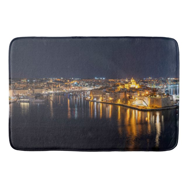 Tapis De Bain Port de Malte illuminé la nuit (Devant)