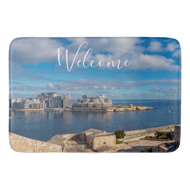 Tapis De Bain Port de Sliema et gratte-ciel à Malte (Devant)