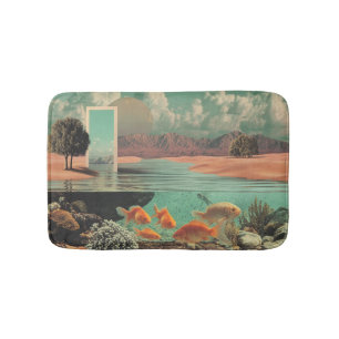 Tapis De Bain Porte surréaliste dans le désert avec sous-marin