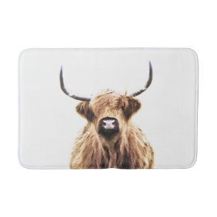 Tapis De Bain Portrait animal écossais de vache des montagnes
